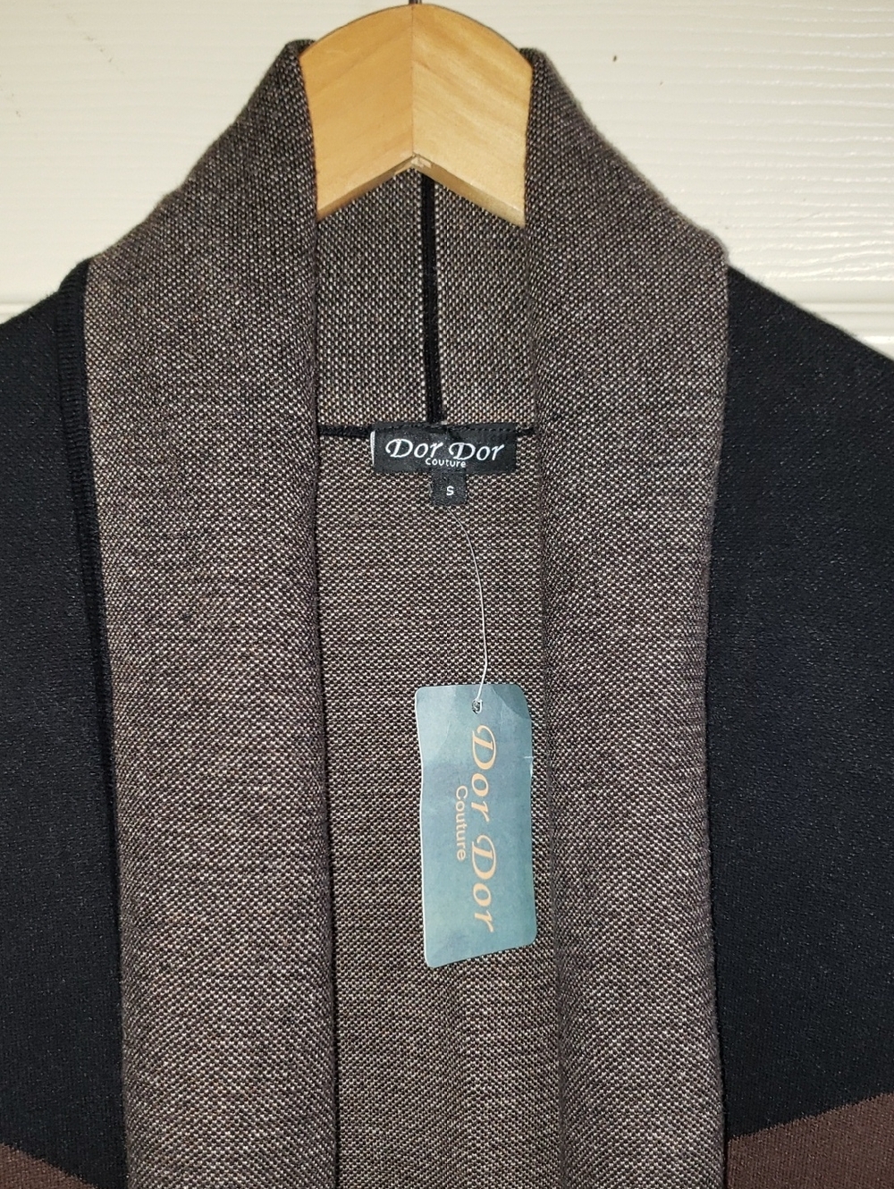 ππ€π DOR DOR COLOR BLOCK CARDIGAN BROWN BLACK TAN SMALL NEW - Picture 2 of 14